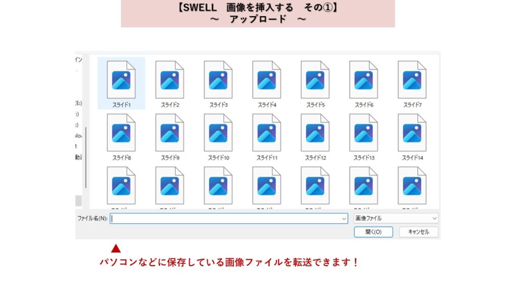 Wordpressテーマ　SWELL　画像をはりつける　アップロード